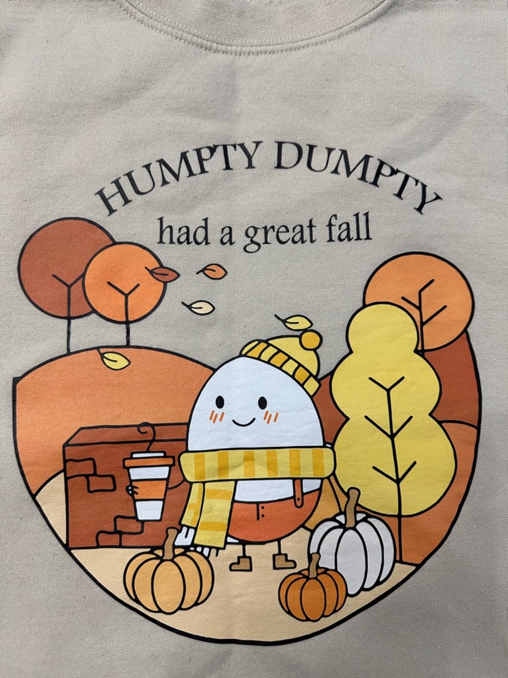 Source Unknown Cream "Humpty Dumpty Had a Great Fall" Graphic Sweatshirt